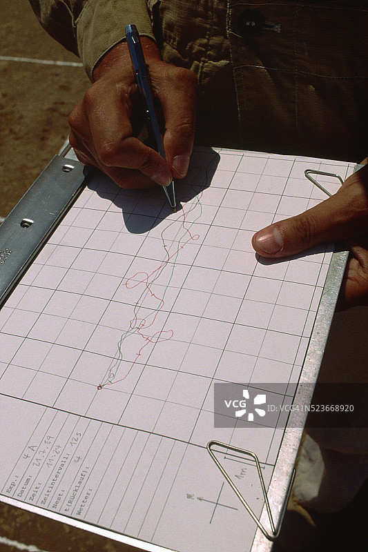 昆虫学家记录沙漠蚂蚁的活动图片素材