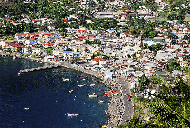 圣卢西亚的港口和 Soufriere图片素材