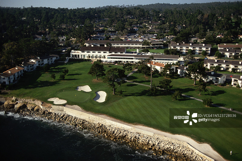 圆石滩第18洞和旅馆图片素材