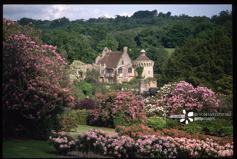 森林环绕斯科特尼城堡图片素材