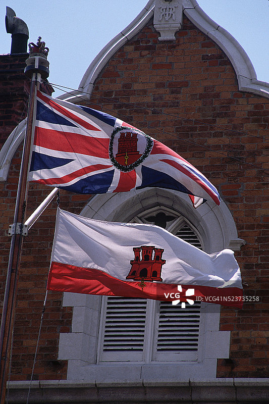 英国国旗与直布罗陀旗帜图片素材