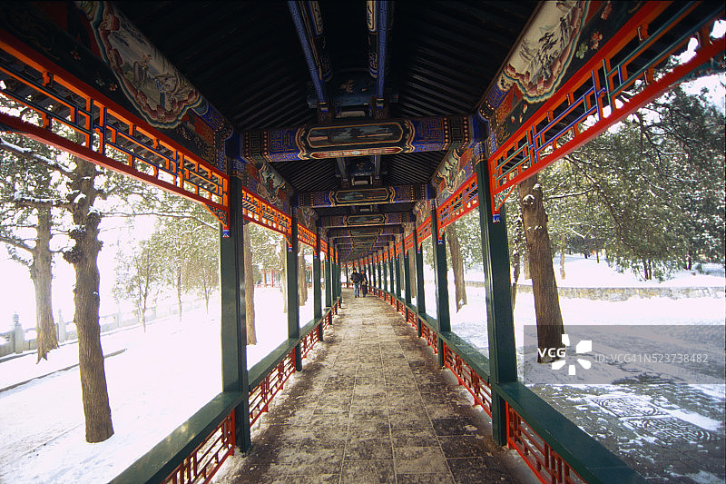 颐和园走道图片素材