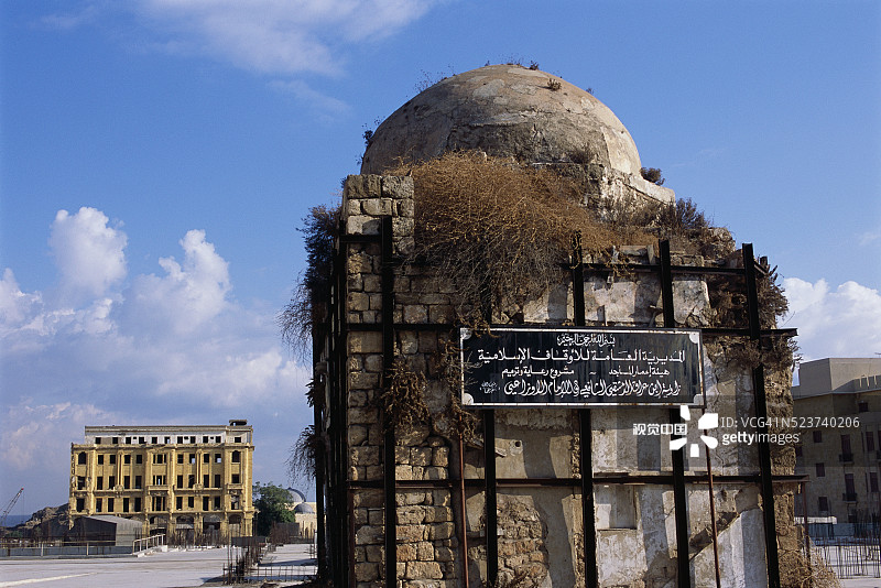 贝鲁特被炸毁的建筑物和重建图片素材