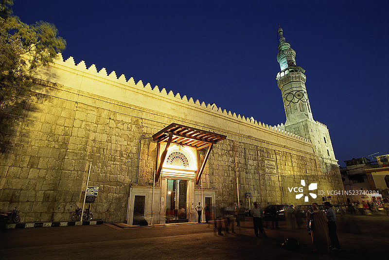 夜幕下的倭马亚清真寺图片素材