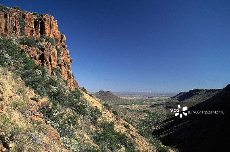 卡鲁沙漠的悬崖和山谷图片素材