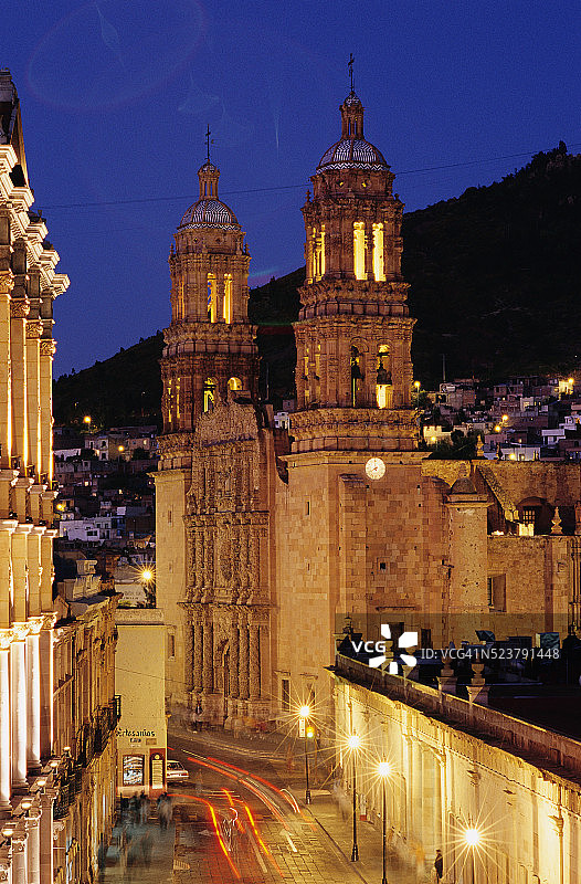 萨卡特卡斯大教堂夜景图片素材