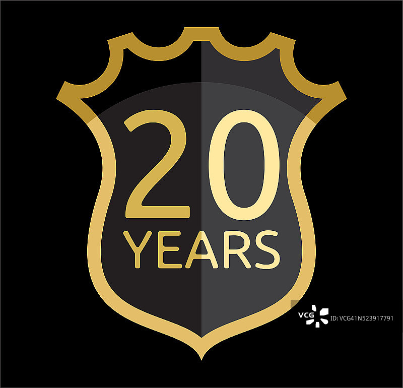 金色盾牌20周年图片素材