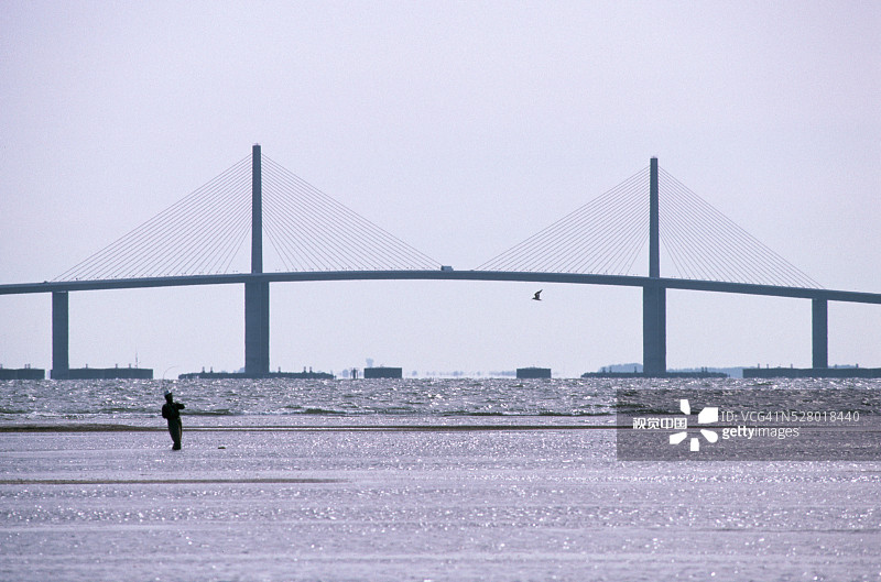 坦帕湾上的阳光天路大桥图片素材