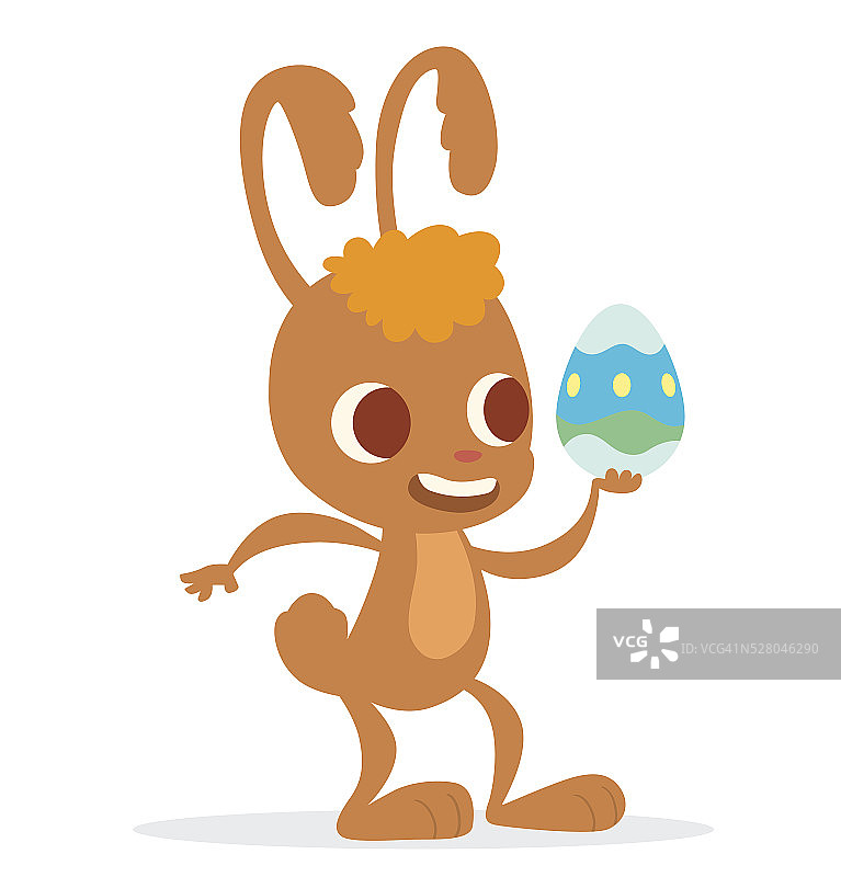 拿着彩色鸡蛋的有趣复活节兔子图片素材