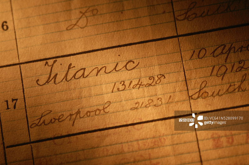 泰坦尼克号航运登记条目图片素材