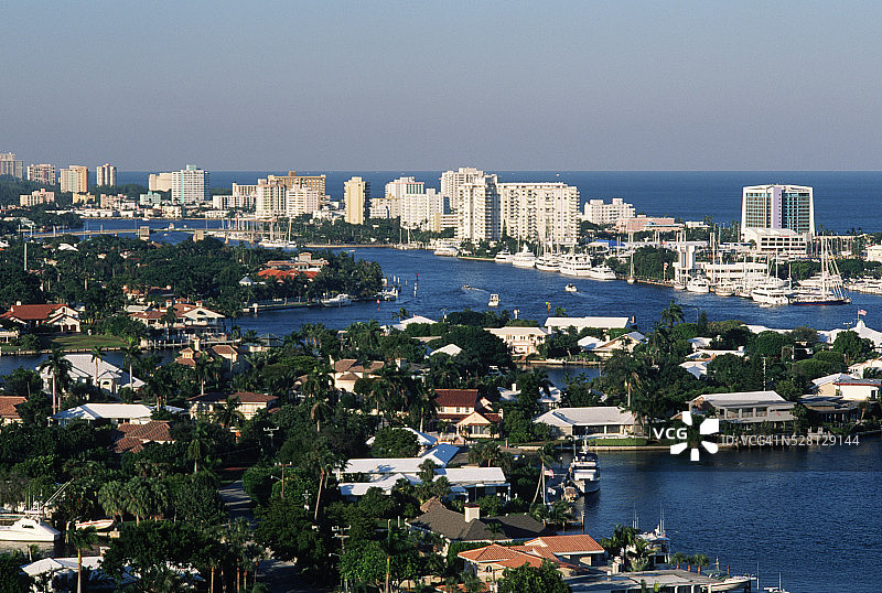 内河航道和劳德代尔堡图片素材