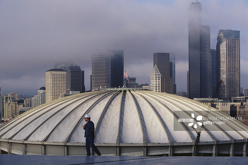 西雅图天际线和穹顶体育馆图片素材