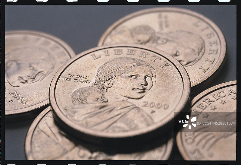 萨卡加维亚一美元硬币图片素材