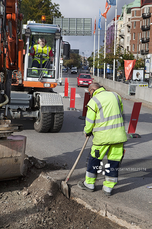 瑞典哥德堡的道路施工图片素材
