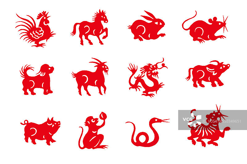 红色剪纸中国生肖图片素材