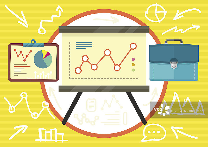 带有图表和参数的展台图片素材