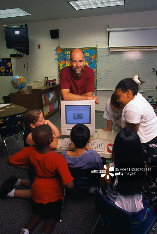 生物学家教小学生图片素材