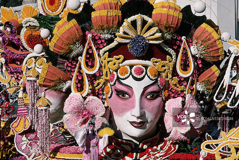 中国戏曲人物花车巡游图片素材