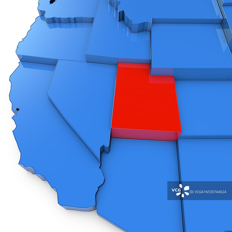 红色突出显示的犹他州美国地图图片素材