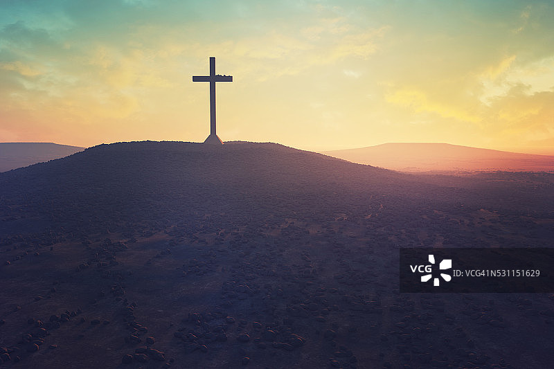 沙漠中的十字架图片素材