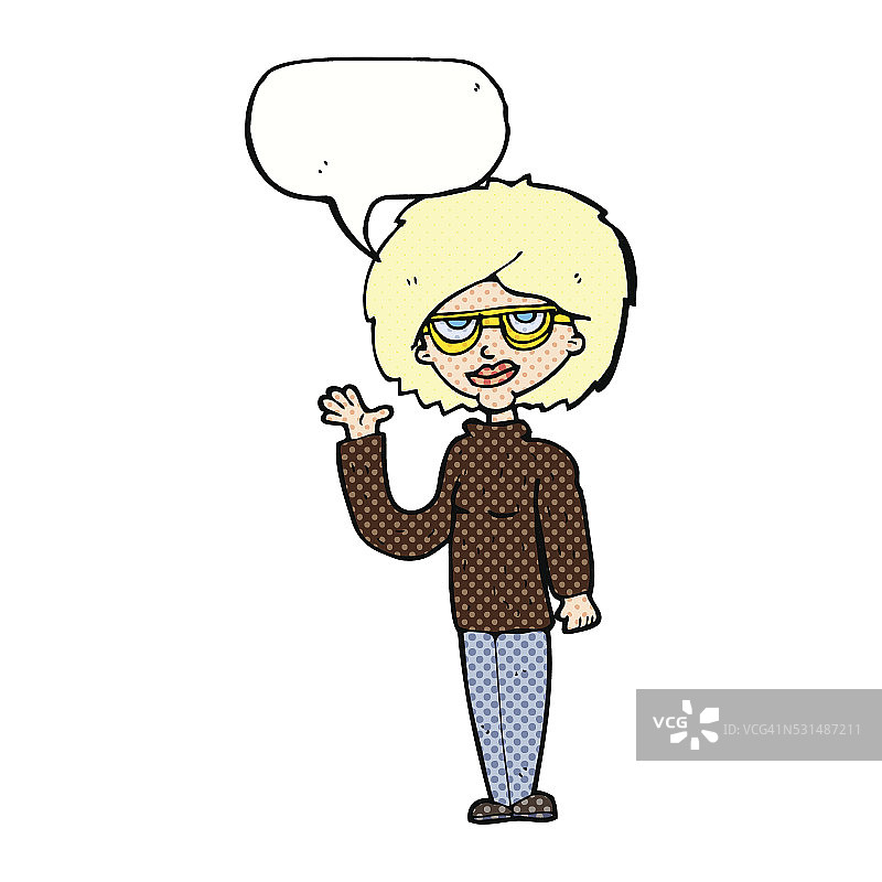卡通女人挥着泡泡说话图片素材