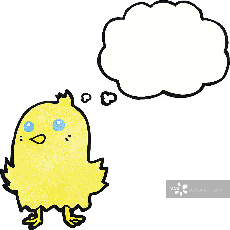 卡通鸟与思想泡泡图片素材