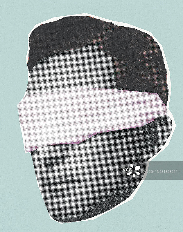 蒙眼男子图片素材