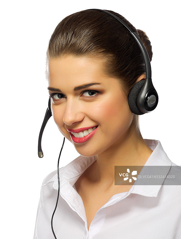 年轻女孩客服人员图片素材