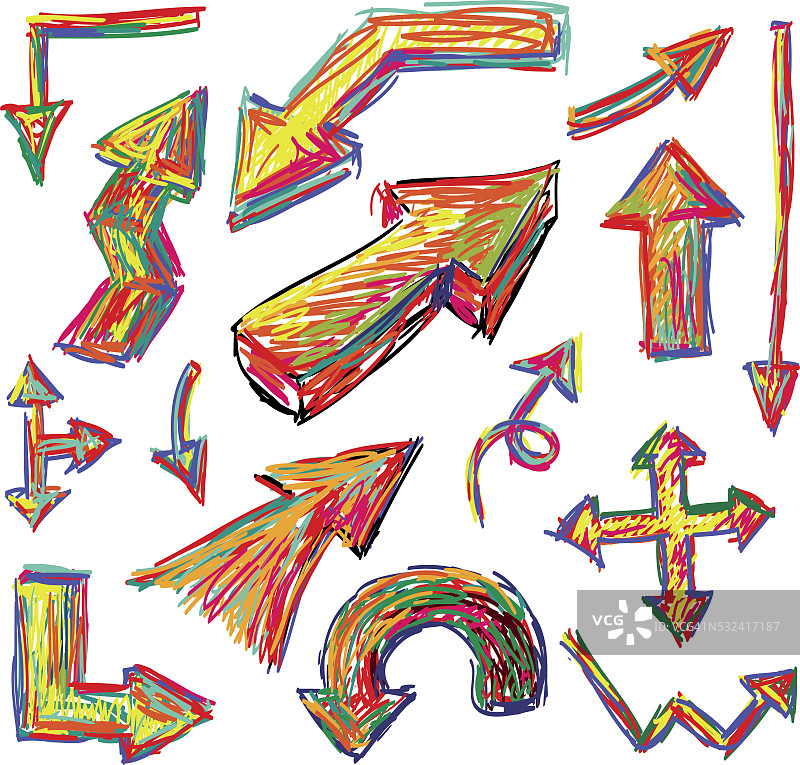 手绘彩色箭头示意图图片素材