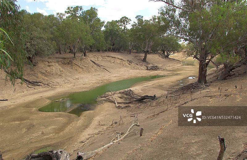 澳大利亚干旱期间近乎干涸的达令河图片素材