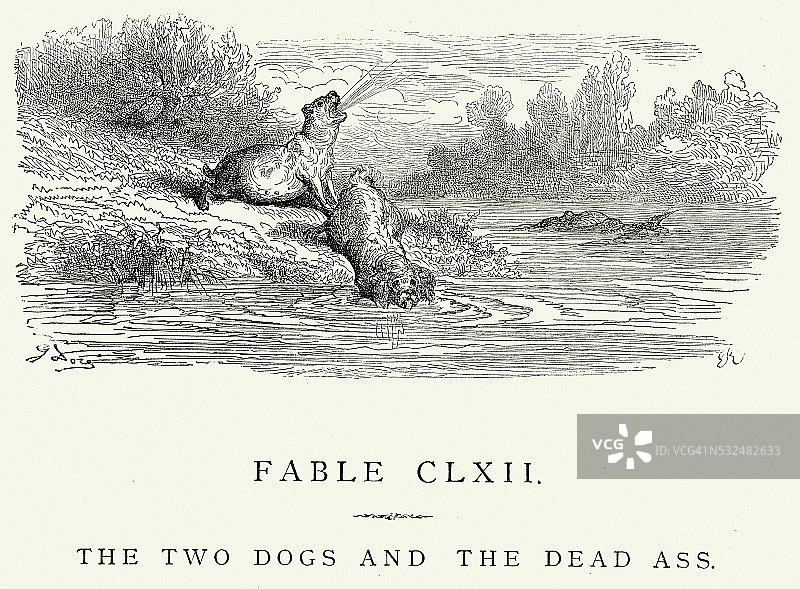拉封丹寓言 - 两只狗和死驴图片素材