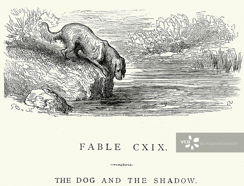 拉封丹寓言——狗和影子图片素材