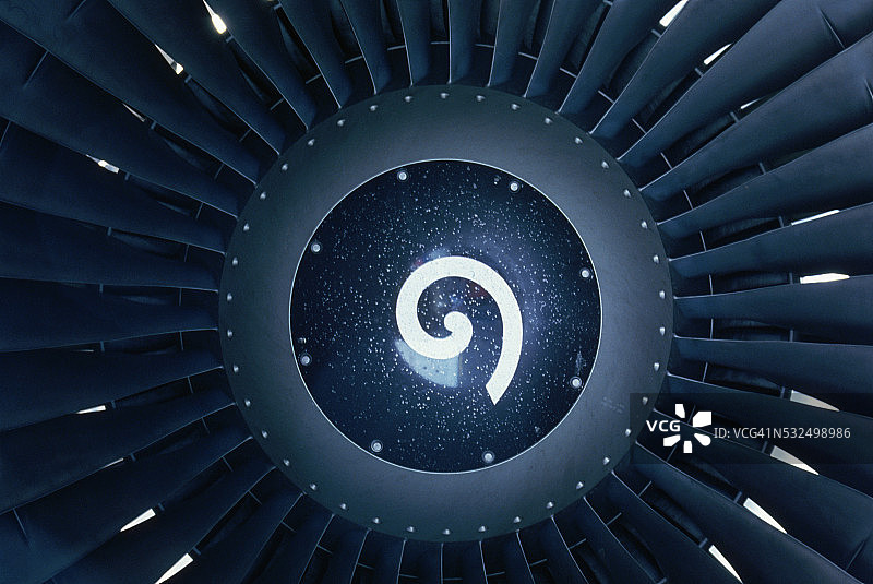 喷气发动机上的压气机叶片图片素材