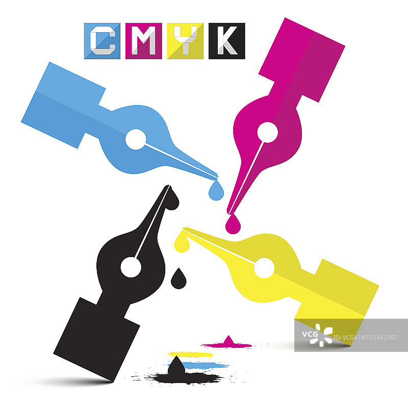 CMYK矢量插画画笔符号图片素材