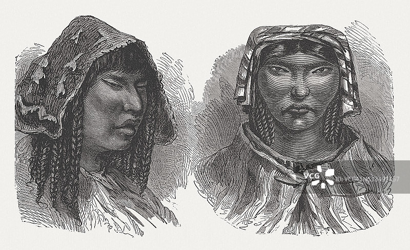 1872年出版的南美洲高乔妇女和土著居民图片素材