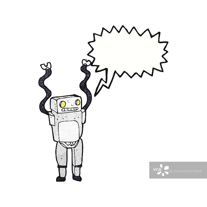 卡通搞笑机器人与语音泡泡图片素材