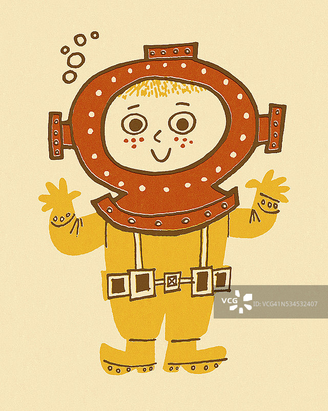 戴潜水头盔的男孩图片素材