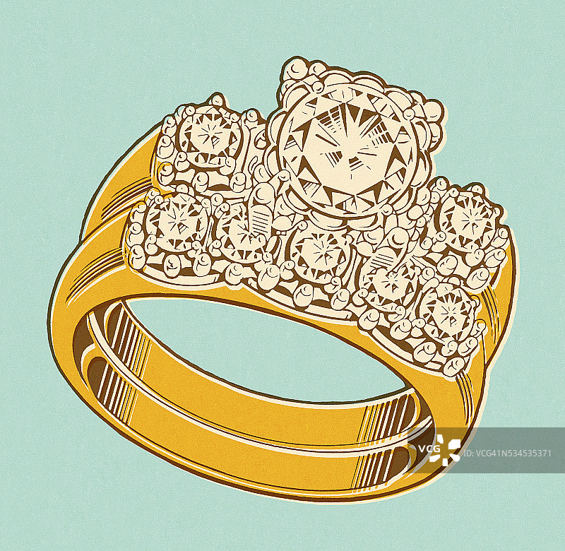 蓝色背景上的结婚戒指套装图片素材