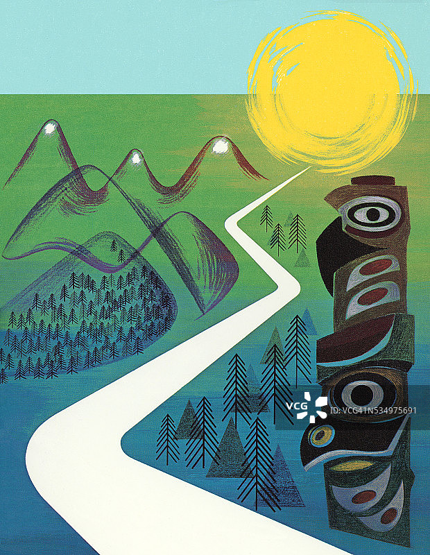 荒野之路和图腾柱图片素材