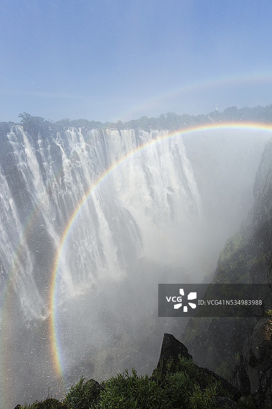 赞比亚维多利亚瀑布上空的彩虹图片素材
