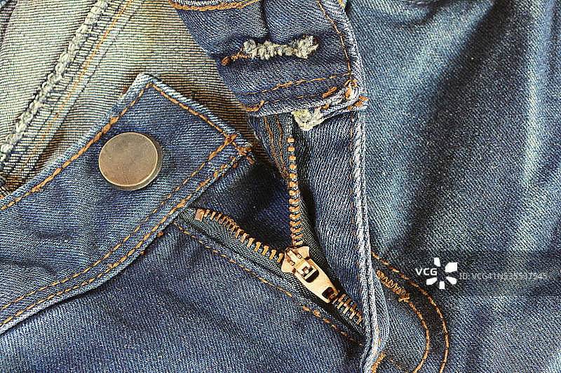 牛仔裤拉链打开图片素材