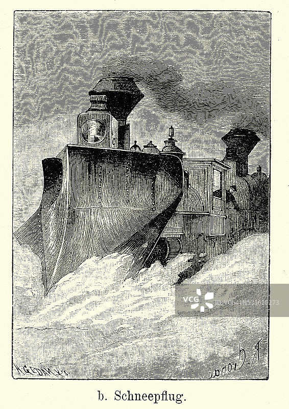 19世纪美国 - 带除雪器的蒸汽火车图片素材