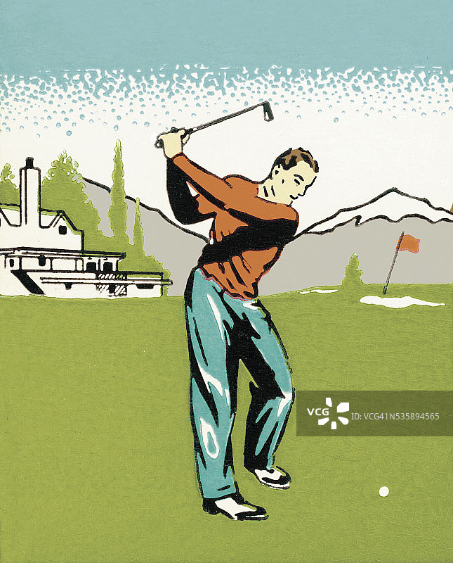 男人打高尔夫图片素材