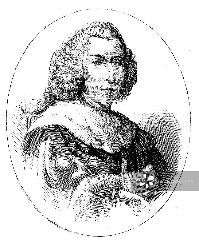 威廉·皮特古董插画图片素材