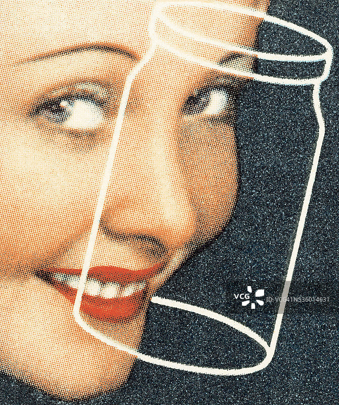 女人的脸和一个罐子图片素材