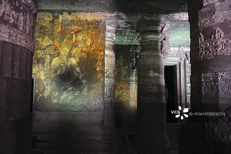 阿旃陀石窟1号窟内部图片素材