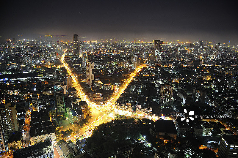 孟买南部夜景航拍图片素材