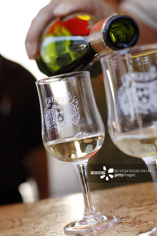 法国卢瓦尔河地区安茹区白葡萄酒品尝图片素材
