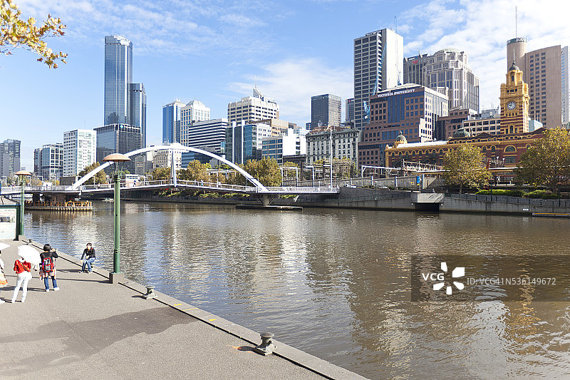 墨尔本的索斯盖特桥和亚拉河图片素材