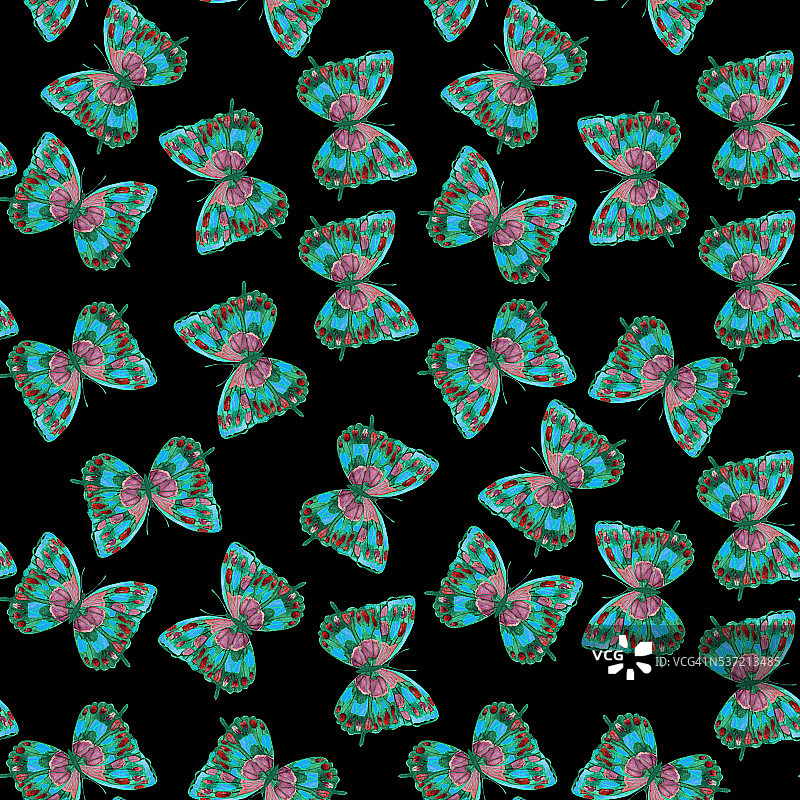 水彩蝴蝶无缝图案图片素材